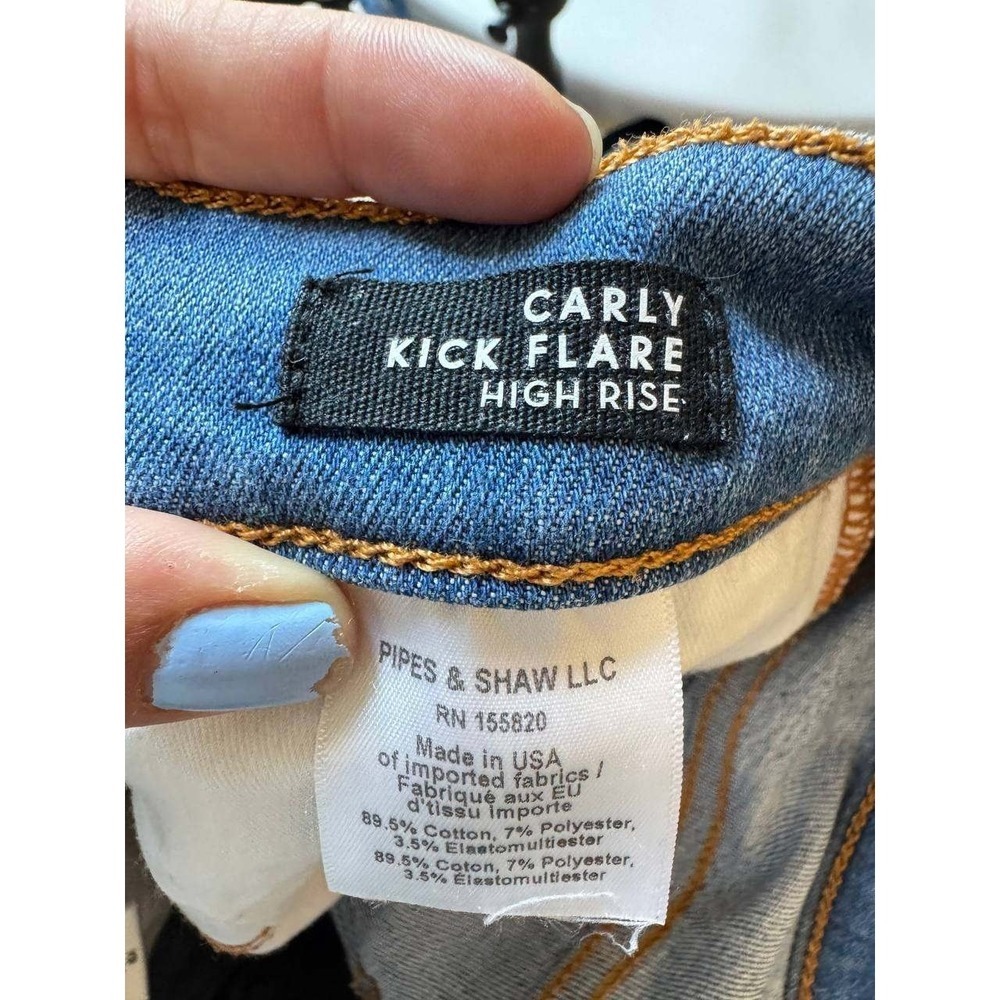 Veronica Beard Carly Kick Flare 26 Light Wash High Rise Frayed Hem Cottagecore - Picture 5 of 7